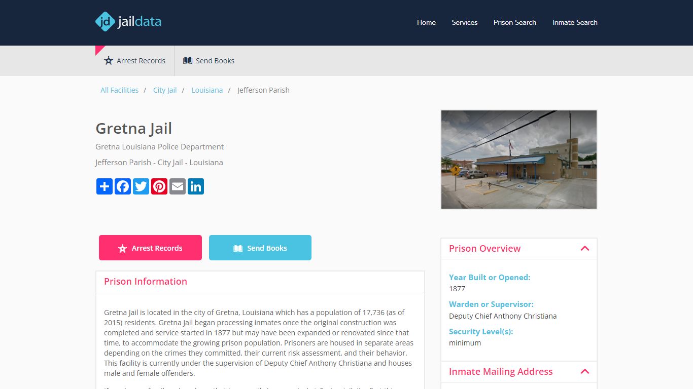 Gretna Jail Inmate Search and Prisoner Info - Gretna, LA - Jaildata.com