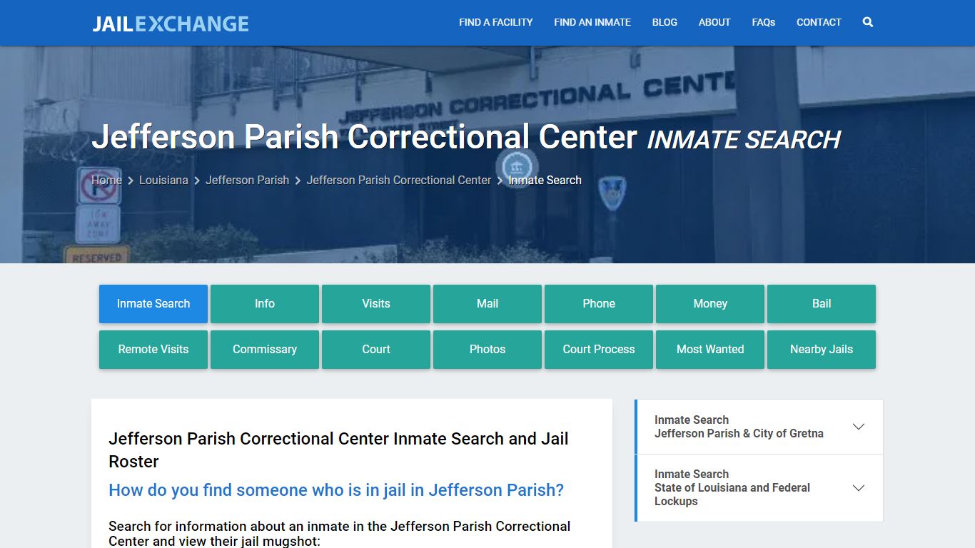 Jefferson Parish Correctional Center Inmate Search